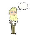 cartoon serious man with beard with thought bubble Royalty Free Stock Photo