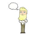 cartoon serious man with beard with thought bubble Royalty Free Stock Photo