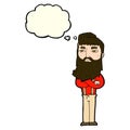 cartoon serious man with beard with thought bubble Royalty Free Stock Photo