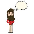 cartoon serious man with beard with thought bubble Royalty Free Stock Photo