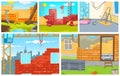 Cartoon set of backgrounds - construction sites.