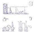 Cartoon set of chemical equipment