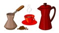 Cartoon set of coffee items