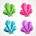 Cartoon set of colored natural crystals. Vector illustration