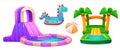 Cartoon set of colorful bouncy slides