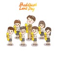 Cartoon set cute Buddhist character. Royalty Free Stock Photo