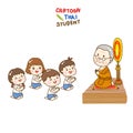 Cartoon set cute Buddhist character. Royalty Free Stock Photo