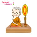 Cartoon Offering to Buddhist Vector. Royalty Free Stock Photo