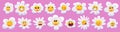 Cartoon set of cute chamomile emoji with emotions