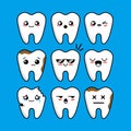 Cartoon Set of Cute Teeth Characters Design Royalty Free Stock Photo