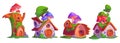 Cartoon set of fairytale gnome houses