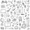 Cartoon set of school objects. Collection of stationery Royalty Free Stock Photo