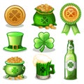 Cartoon Set Of St. Patrick Day green Icons, Royalty Free Stock Photo