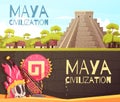 Maya Cartoon Banners Set Royalty Free Stock Photo