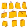 Cartoon Set of Yellow Shopping Bags