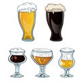 cartoon several different beer glasses on a transparent background Royalty Free Stock Photo