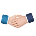 Cartoon shaking human hands isolated on white background. Successful agreement, deal concept, contract partnership