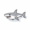 Cartoon Shark: Dark White And Light Silver With Meticulous Linework