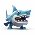 Cartoonish Blue Shark Clash Of Clans Style On White Background