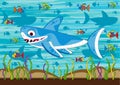 Cartoon Shark and Fish Royalty Free Stock Photo