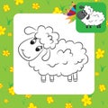 Cartoon sheep. Coloring page