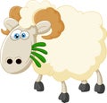Cartoon sheep eating grass Royalty Free Stock Photo