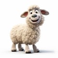 Cartoon Sheep With Smile - 3d Rendered In Cinema4d - High Resolution