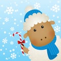 Cartoon sheep on winter background Royalty Free Stock Photo