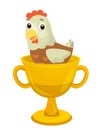 Cartoon shiny championship cup with chicken
