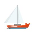 Cartoon Ship Sailboat on a White Background. Vector