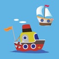 Cartoon ships illustration