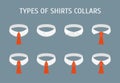 Cartoon Shirt Collars Different Types Icons Set. Vector