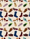 Cartoon shoes set seamless pattern