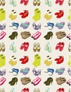 Cartoon shoes set seamless pattern