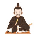 Cartoon shogun. Military dictators of Japan. Royalty Free Stock Photo