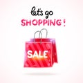 Cartoon shopping bag. Vector sale illustration