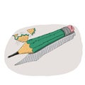 Cartoon short pencil. Royalty Free Stock Photo