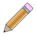 cartoon short pencil on white background. Creative concept. Isolated object. Vector illustration. stock image.