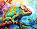 The cartoon shows the incredible color-changing abilities of a chameleon.