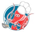 Cartoon shrimp chef Royalty Free Stock Photo