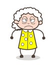 Cartoon Sick Old Lady Face Expression Vector Illustration