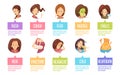 Cartoon Sickness Woman Icon Set