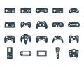 Cartoon Silhouette Black Gamepad Icon Set. Vector