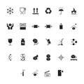 Cartoon Silhouette Black Packaging Symbols Icons Set. Vector Royalty Free Stock Photo