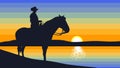 Cartoon Silhouette Of Cowboy On Horse