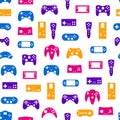 Cartoon Silhouette Gamepad Seamless Pattern Background. Vector