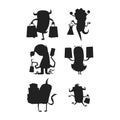 Cartoon silhouette monster shopping vector character illustration. Royalty Free Stock Photo