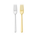 Cartoon silver and gold forks .