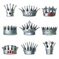 Cartoon Silver Royal Crowns Set