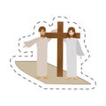 cartoon simon help jesus carry cross